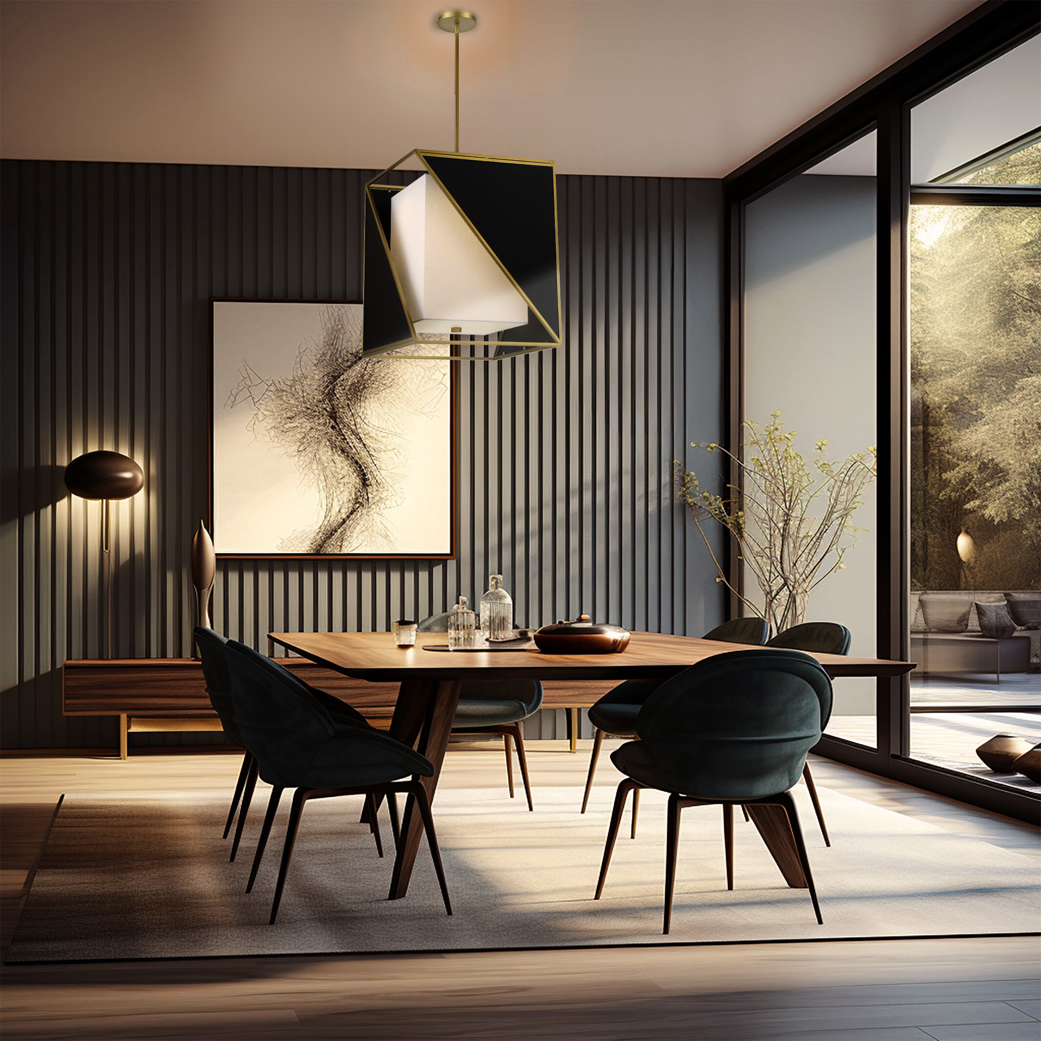 Aspect LED 18 inch Coal And Soft Brass Pendant Ceiling Light